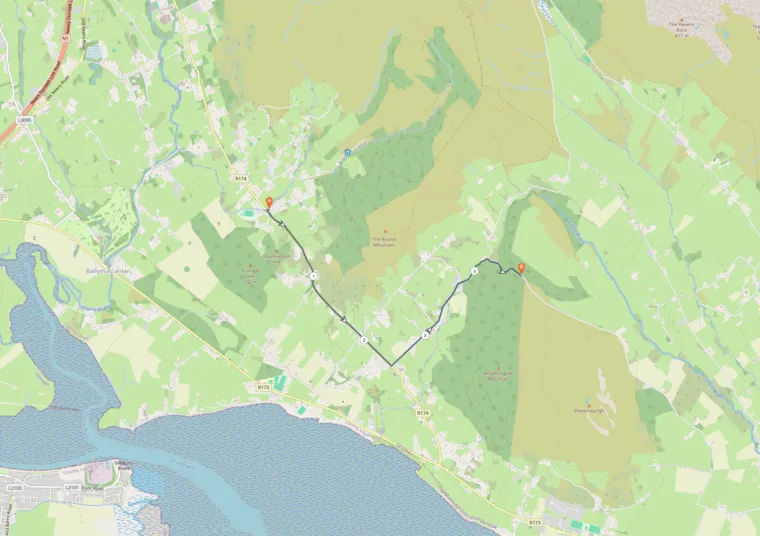 Route map of Long Course Bike 2, the 5k transition ride